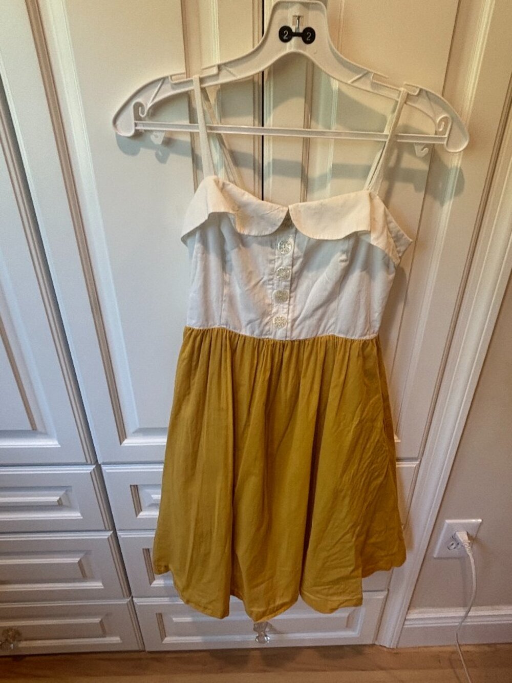 Anthropologie Maeve Vappu Dress Size 0 Mustard Yellow Peter Pan Collar Cottageco